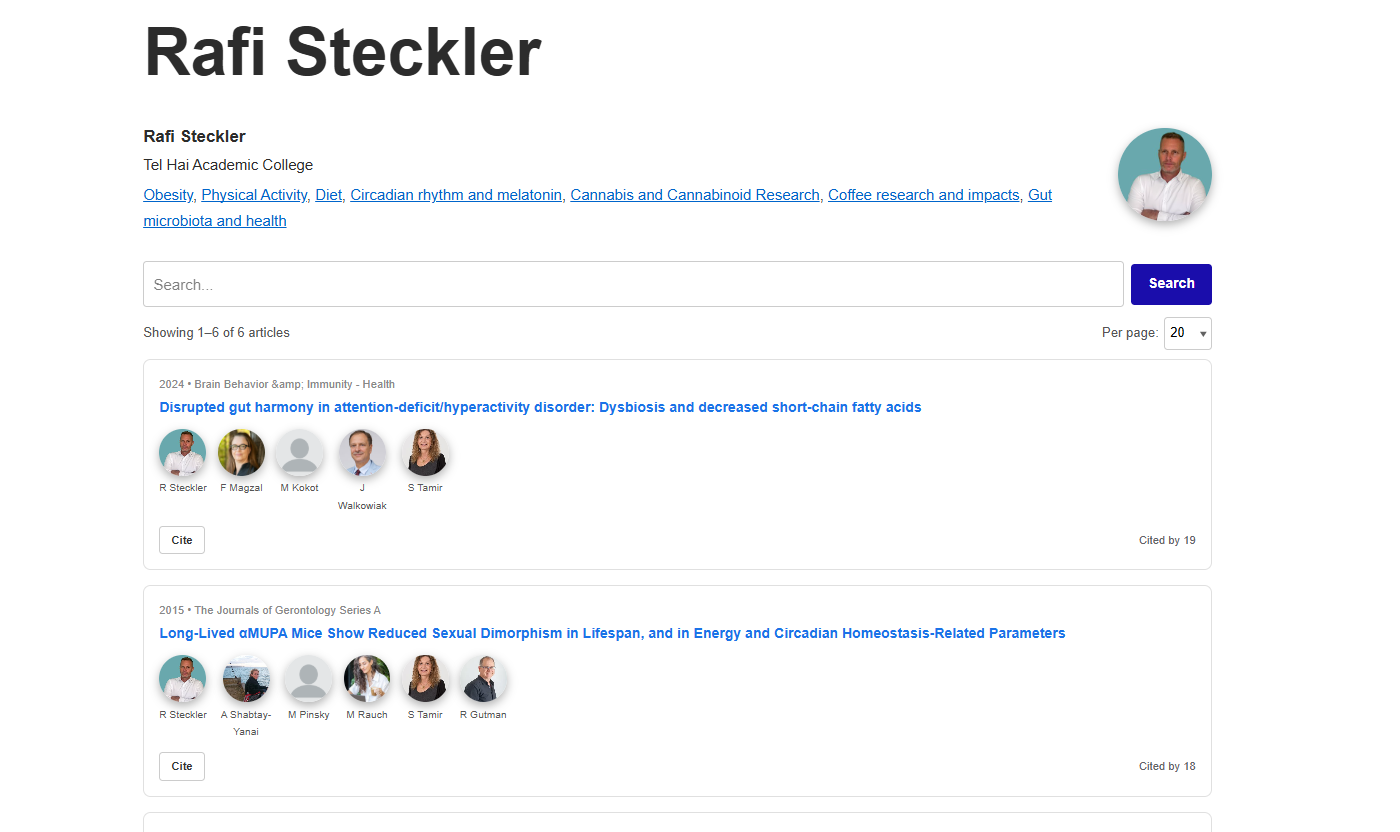 Author profile page screenshot